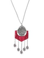 Load image into Gallery viewer, Flower Motifs Fabric Pendant Necklace Set with Metal Strings
