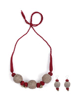 Load image into Gallery viewer, Fabric, Jute and Ghungroos Embellished Handcrafted Necklace Set
