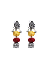 Fabric Beads and Metal Necklace Set with Dangler Earrings