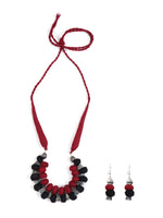 Load image into Gallery viewer, Fabric Beads and Metal Handmade Necklace Set
