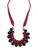 Load image into Gallery viewer, Fabric Beads and Metal Handmade Necklace Set
