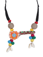 Load image into Gallery viewer, Hand-Painted Clay Shehnai with Shells and Fabric Beads Necklace Set
