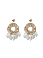 Load image into Gallery viewer, Woven White Rope and Shell Earrings
