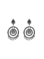 Load image into Gallery viewer, Concentric Circles Rhinestones Embedded Dangler Earrings
