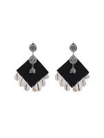 Load image into Gallery viewer, Fabric &amp; Shell Dangler Earrings
