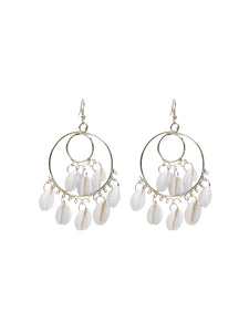 Concentric Circles Gold Finish Shell Earrings