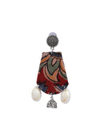 Load image into Gallery viewer, Multi-Color Kalamkari Fabric Shell Work Earrings
