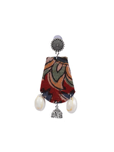 Multi-Color Kalamkari Fabric Shell Work Earrings