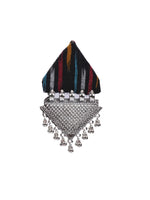 Load image into Gallery viewer, Black Ikat Fabric Earrings with Metal Detailing
