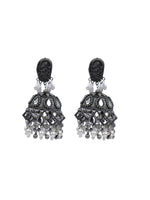 Load image into Gallery viewer, Mirror Work Jhumka Earrings with Metal Trinkets and Beads
