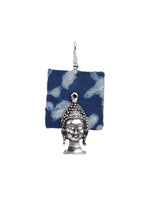 Load image into Gallery viewer, Indigo Fabric Dangler Earrings with Lord Buddha Motif
