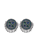 Load image into Gallery viewer, Stones Embedded Circular Afghani Earrings
