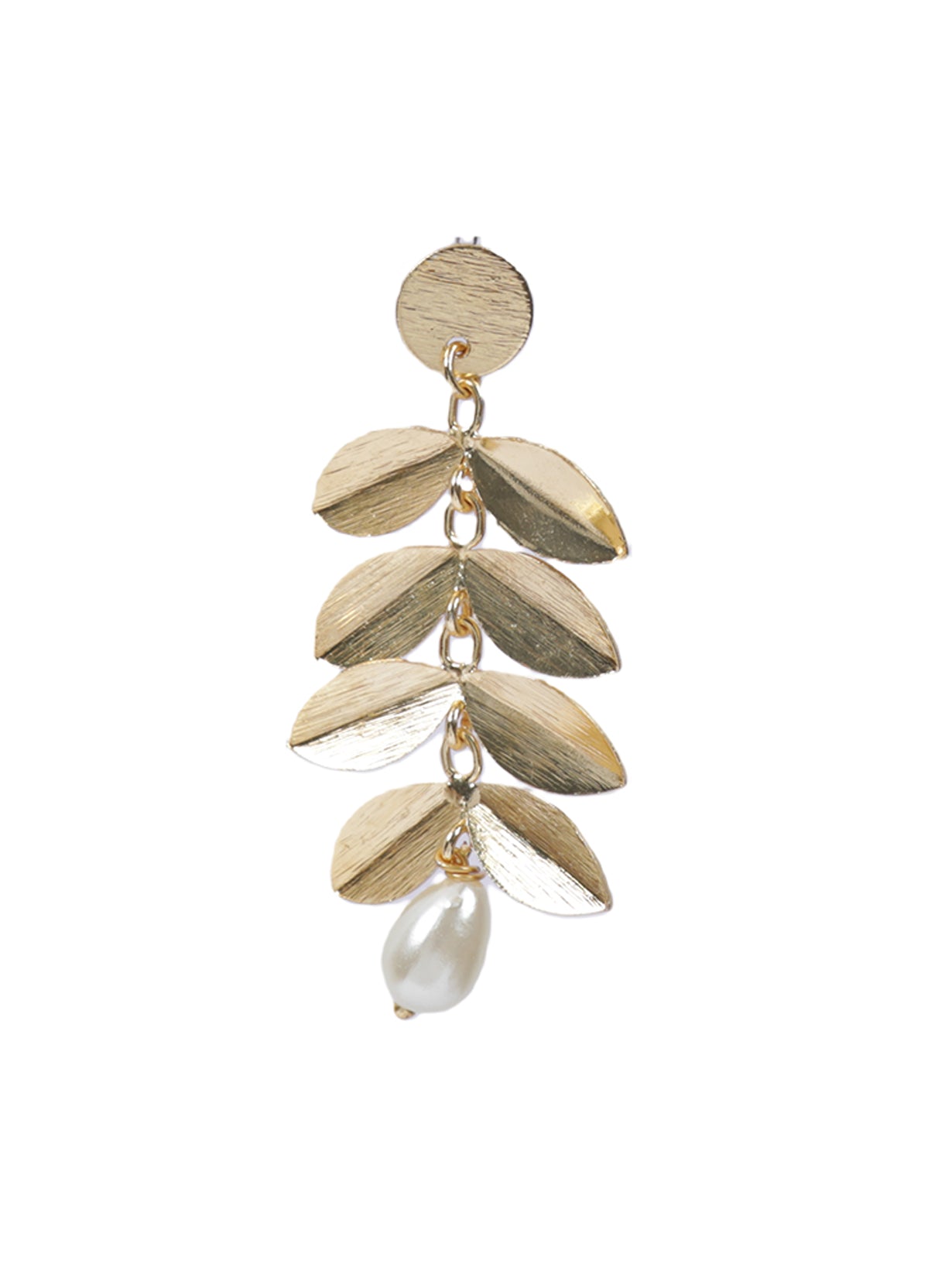 3 Layer Drop Brass Dangler Earrings with Pearl Beads
