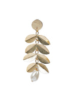 Load image into Gallery viewer, 3 Layer Drop Brass Dangler Earrings with Pearl Beads
