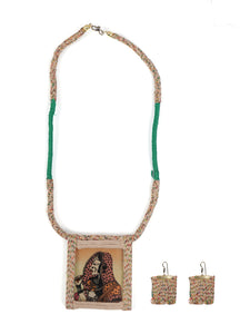 Handcrafted Pure Marble Necklace Set with Jute and Thread
