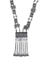 Load image into Gallery viewer, Oxidised Silver Long Tribal Necklace Set
