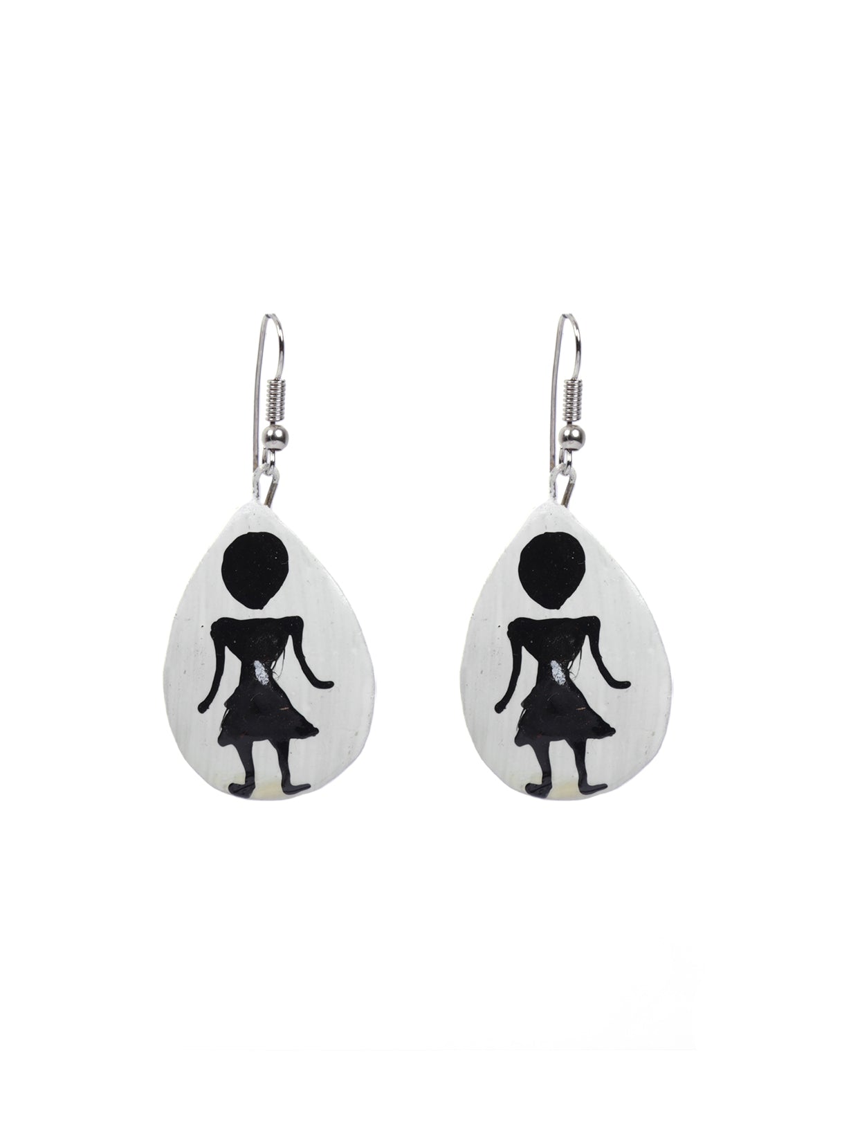 Half Moon Hand Painted Tribal Motifs Thread Closure Ceramic Necklace Set