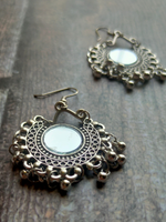 Load image into Gallery viewer, Long Chain Elephant Motif Mirror Work Oxidised Silver Necklace Set
