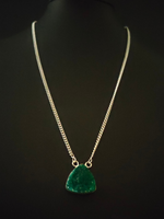 Load image into Gallery viewer, Trillion Shape Green Sugar Druzy Gemstone Pendant Necklace 16&#39;&#39; to 18&#39;&#39;
