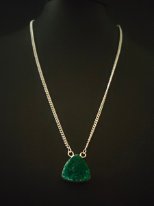 Trillion Shape Green Sugar Druzy Gemstone Pendant Necklace 16'' to 18''