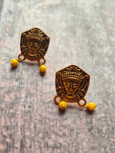 Antique Gold Finish Religious Motif Fabric Beads Necklace Set