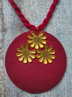 Load image into Gallery viewer, Fabric Necklace Set with Antique Gold Finish Metal Accents
