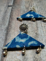 Load image into Gallery viewer, Indigo Fabric Earrings with Metal Charms
