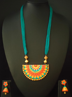 Load image into Gallery viewer, Turquoise Arc Shaped Terracotta Necklace Set
