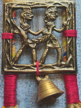 Threaded Fabric Necklace Set with Tribal Motifs Metal Pendant