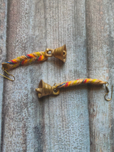 Threaded Fabric Necklace Set with Tribal Motifs Metal Pendant