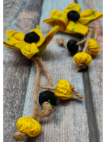 Load image into Gallery viewer, Fabric and Jute Handcrafted Flower Dangler Earrings

