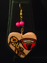 Hand Painted Fishes Wooden Necklace Set with Shells and Thread Closure