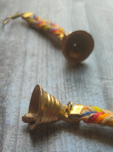 Threaded Fabric Necklace Set with Tribal Motifs Metal Pendant