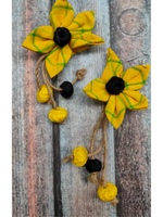 Load image into Gallery viewer, Fabric and Jute Handcrafted Flower Dangler Earrings
