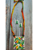 Load image into Gallery viewer, Hand Painted Birds Ceramic Necklace Set with Multi-Color Thread Closure
