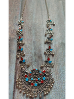 Load image into Gallery viewer, Traditional Afghani Necklace with Multi-Color Enamel Work and Stones
