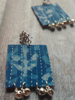 Load image into Gallery viewer, Kantha Work Indigo Fabric Necklace Set with Braided Threads Closure
