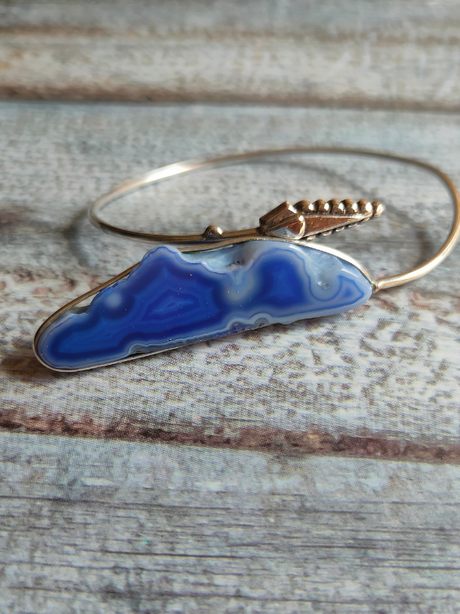 Blue Natural Stone Silver Adjustable Bracelet