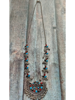 Load image into Gallery viewer, Traditional Afghani Necklace with Multi-Color Enamel Work and Stones
