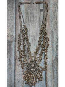 3 Layer Necklace with Metal Beads Chain Strings