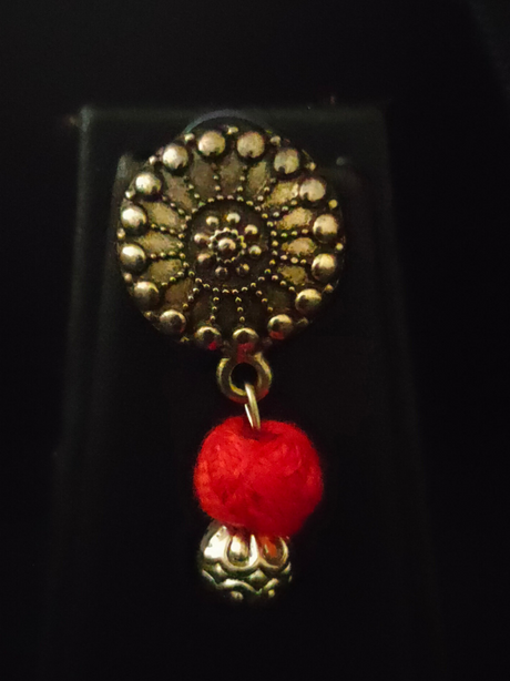 Ikat Fabric Beads Statement Necklace Set with Thread Closure