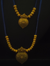 Minimal 2 Layer Necklace Set with Antique Gold Finish Metal Pendants