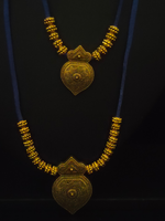 Load image into Gallery viewer, Minimal 2 Layer Necklace Set with Antique Gold Finish Metal Pendants

