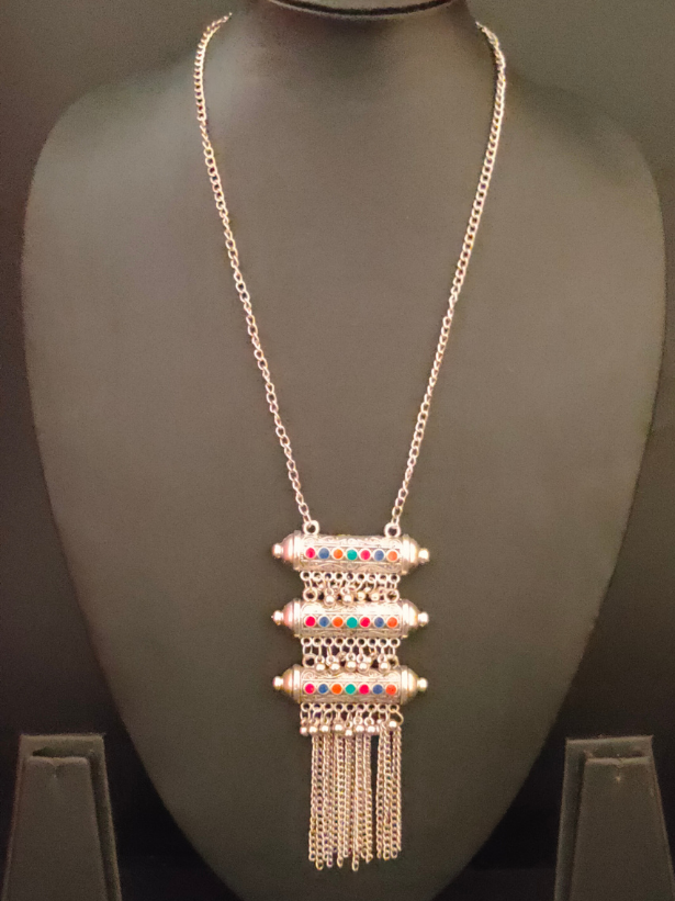 Long Chain Multi-Color Stones Necklace