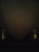 Load image into Gallery viewer, Black and Turquoise Tibetan Drop Earrings with Gold Detailing

