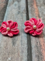 Load image into Gallery viewer, Shades of Pink Flower Shaped Hand Knitted Crochet Earrings
