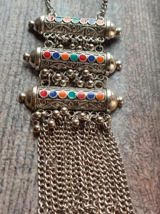 Long Chain Multi-Color Stones Necklace