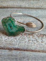Load image into Gallery viewer, Sea Green Natural Stone Silver Adjustable Bracelet
