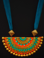Load image into Gallery viewer, Blue Arc Shaped Terracotta Necklace Set
