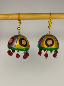 Set of 2 Handcrafted Terracotta Clay Earrings - Jhumka and Musical Note